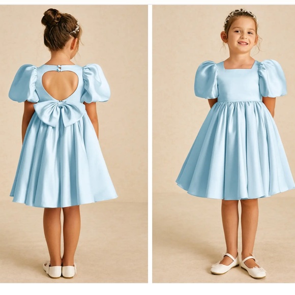 Azazie Other - Azazie Light Blue Dress with Puff Sleeves NWT